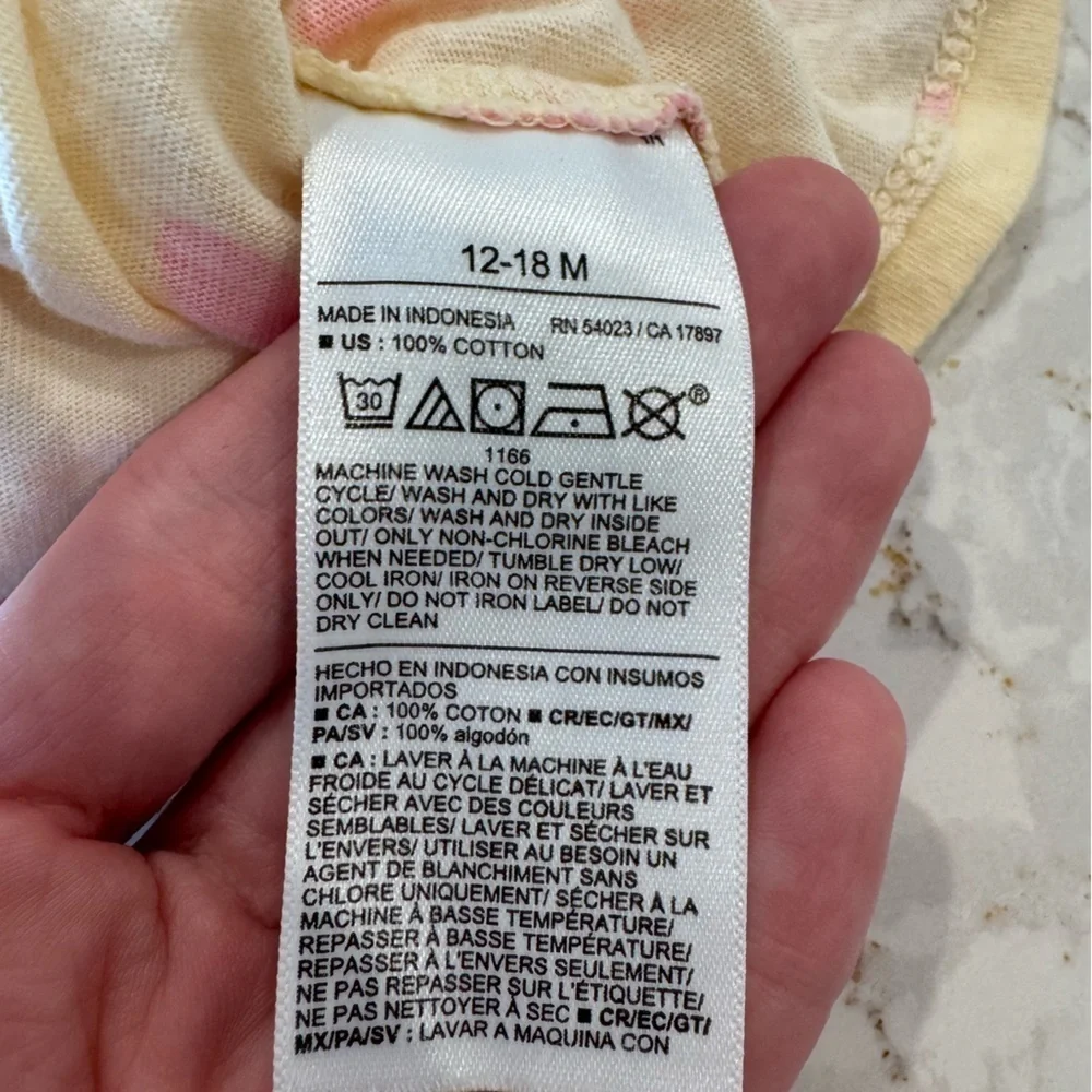 12-18m old navy Kids Romper - Pink Floral on Yellow